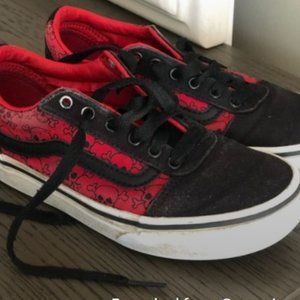 Kids Red and Black Skull Vans Size 1